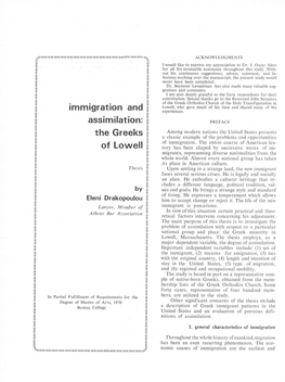 Immigration and Assimilation: the Greeks of Lowell