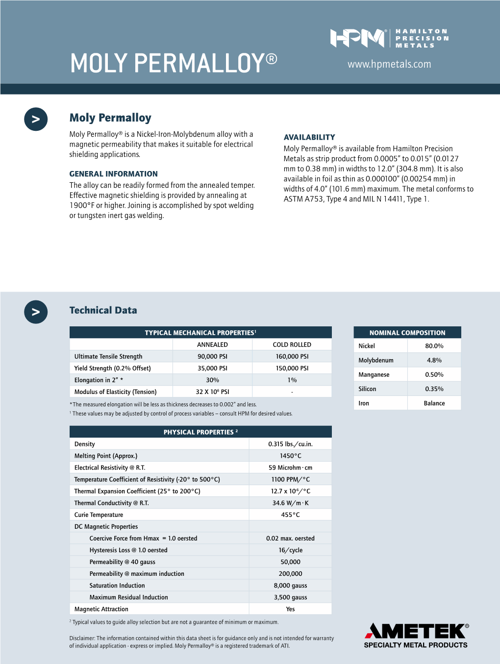 Moly Permalloy®