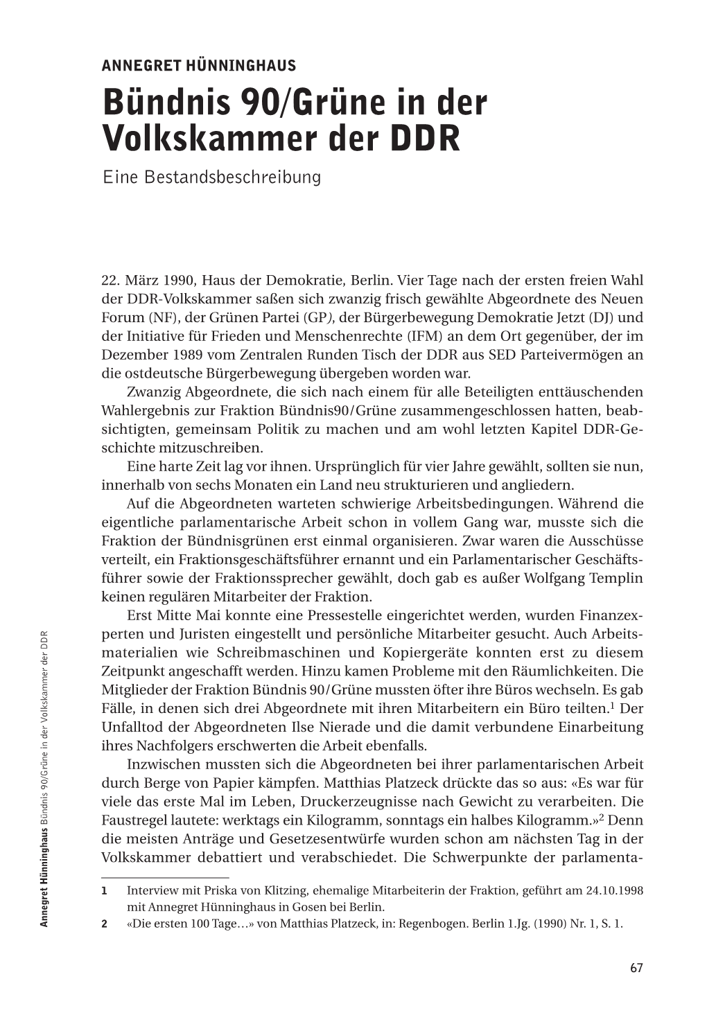 Bündnis 90/Grüne in Der Volkskammer Der DDR Okkme Dbtir Ud Eashee