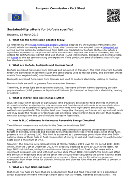 Sustainability Criteria for Biofuels Specified Brussels, 13 March 2019 1