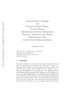 Noncommutative Topology and Prospects in Index Theory