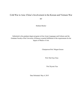 Cold War in Asia: China's Involvement in the Korean and Vietnam