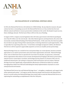 An Evaluation of 12 National Heritage Areas