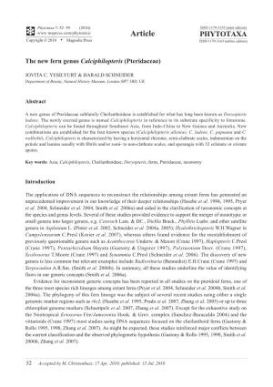 Phytotaxa 7: 52–59 (2010) the New Fern Genus Calciphilopteris