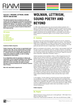 Wolman, Lettrism, Sound Poetry and Beyond