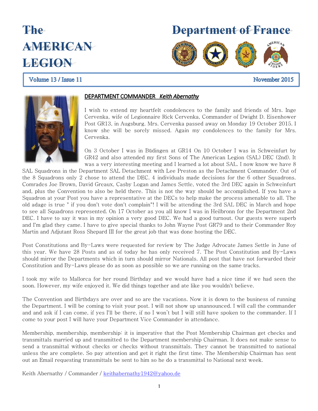 The Department of France AMERICAN LEGION