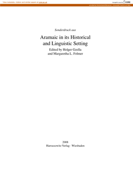 Aramaic in Its Historical and Linguistic Setting Edited by Holger Gzella and Margaretha L