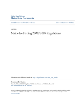 Maine Ice Fishing 2008/2009 Regulations