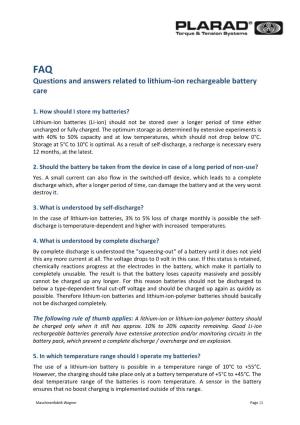 Questions and Answers Related to Lithium-Ion Rechargeable Battery Care