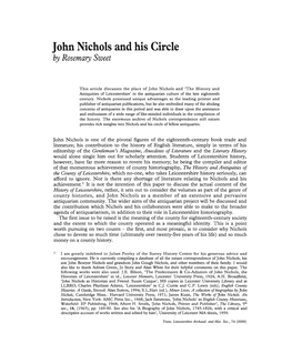 John Nichols and His Circle by Rosemary Sweet