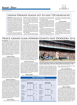 Pence Grand Slam Powers Giants Past Dodgers 12-6