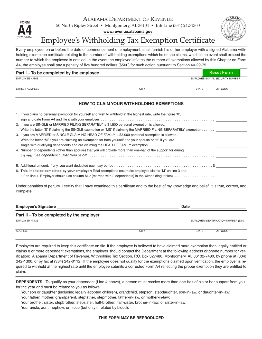 Employee's Withholding Tax Exemption Certificate