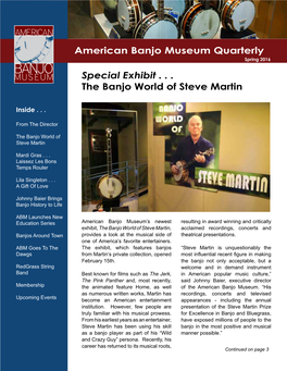 American Banjo Museum Quarterly Special Exhibit . . . the Banjo World of Steve Martin