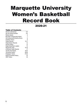 Marquette University Women's Basketball Record Book