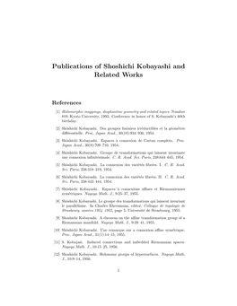 Publications of Shoshichi Kobayashi and Related Works