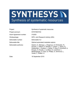SYNTHESYS3 Grant Agreement Number