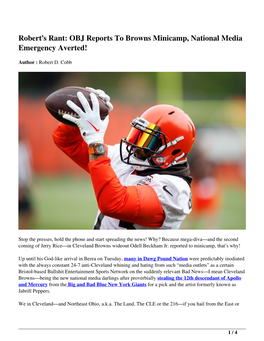 OBJ Reports to Browns Minicamp, National Media Emergency Averted!