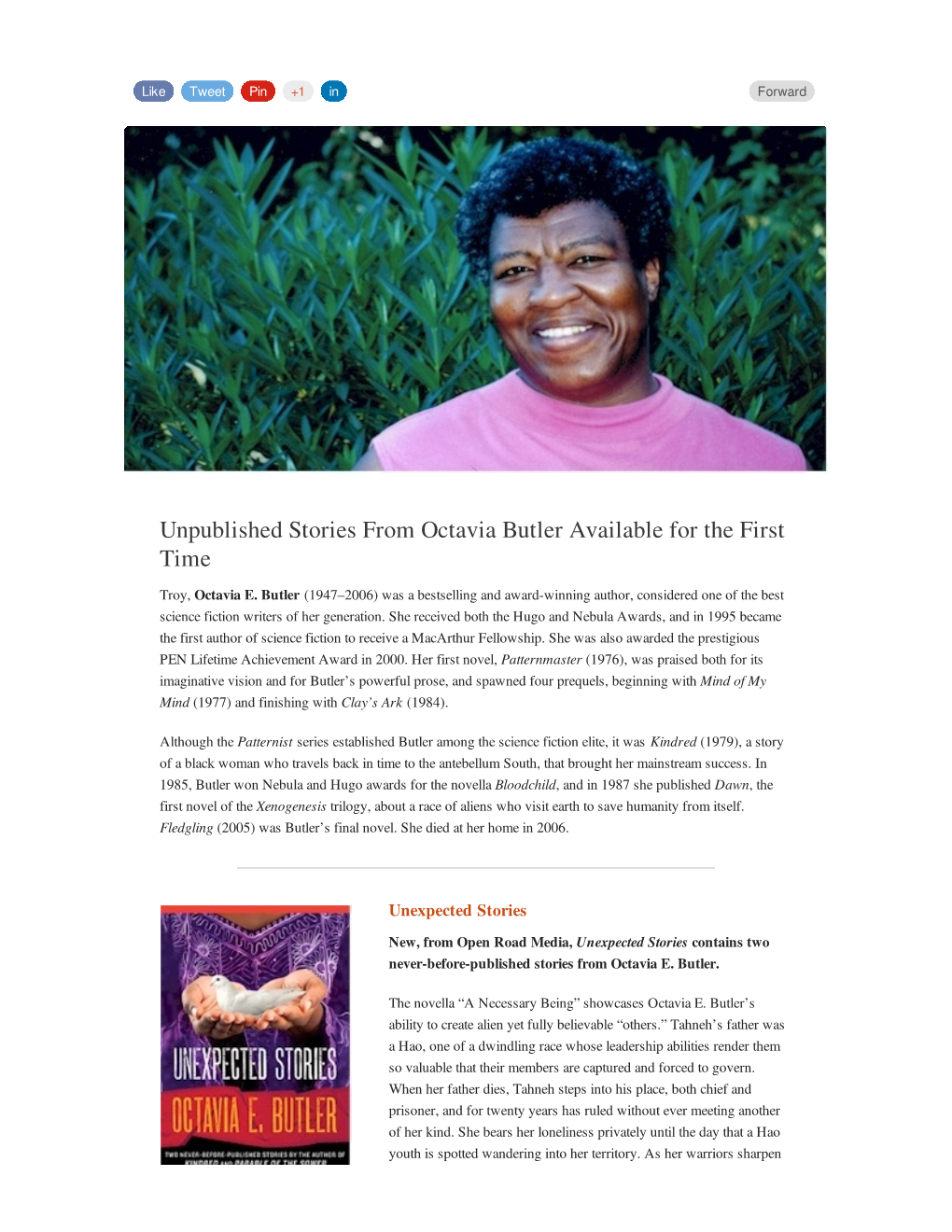 Unpublished Stories from Octavia Butler Available for the First Time