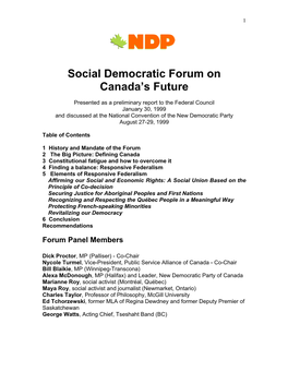 Social Democratic Forum on Canada's Future