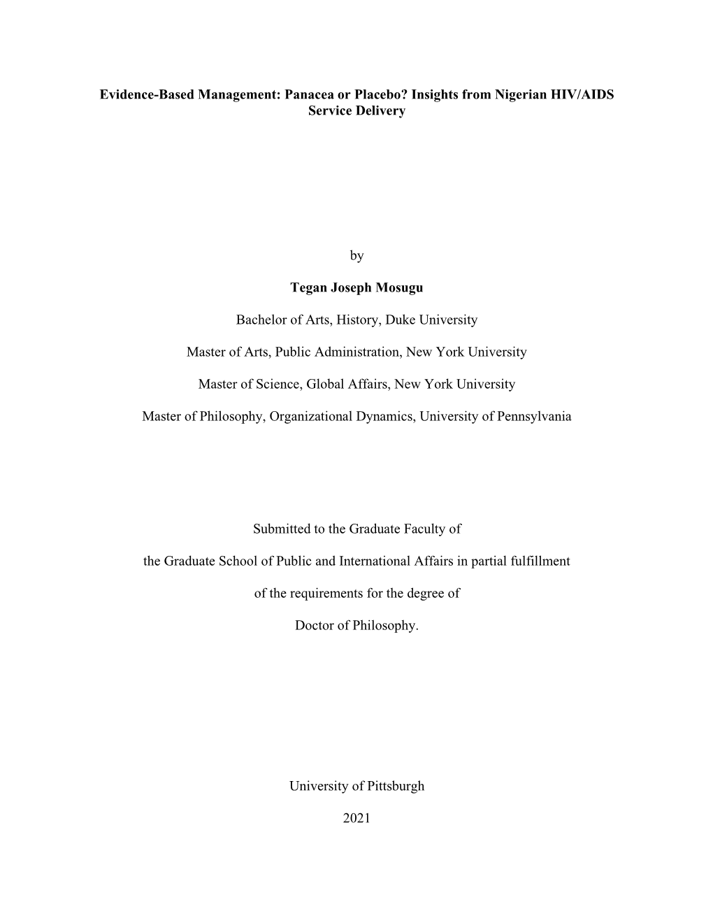 Insights from Nigerian HIV/AIDS Service Delivery by Tegan Joseph