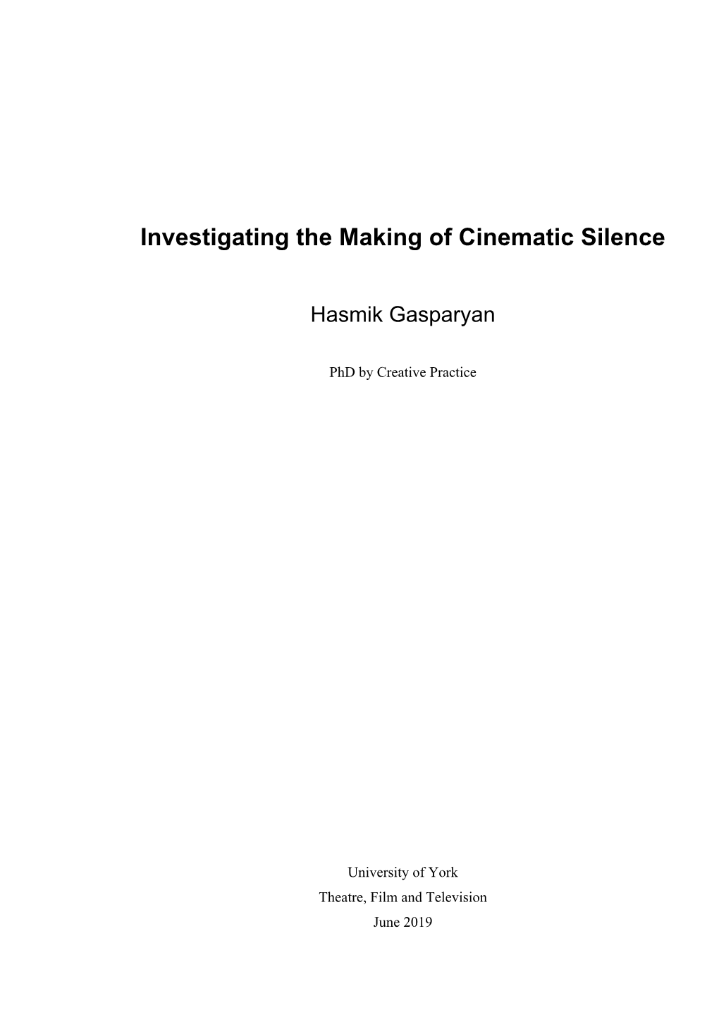 Investigating the Making of Cinematic Silence