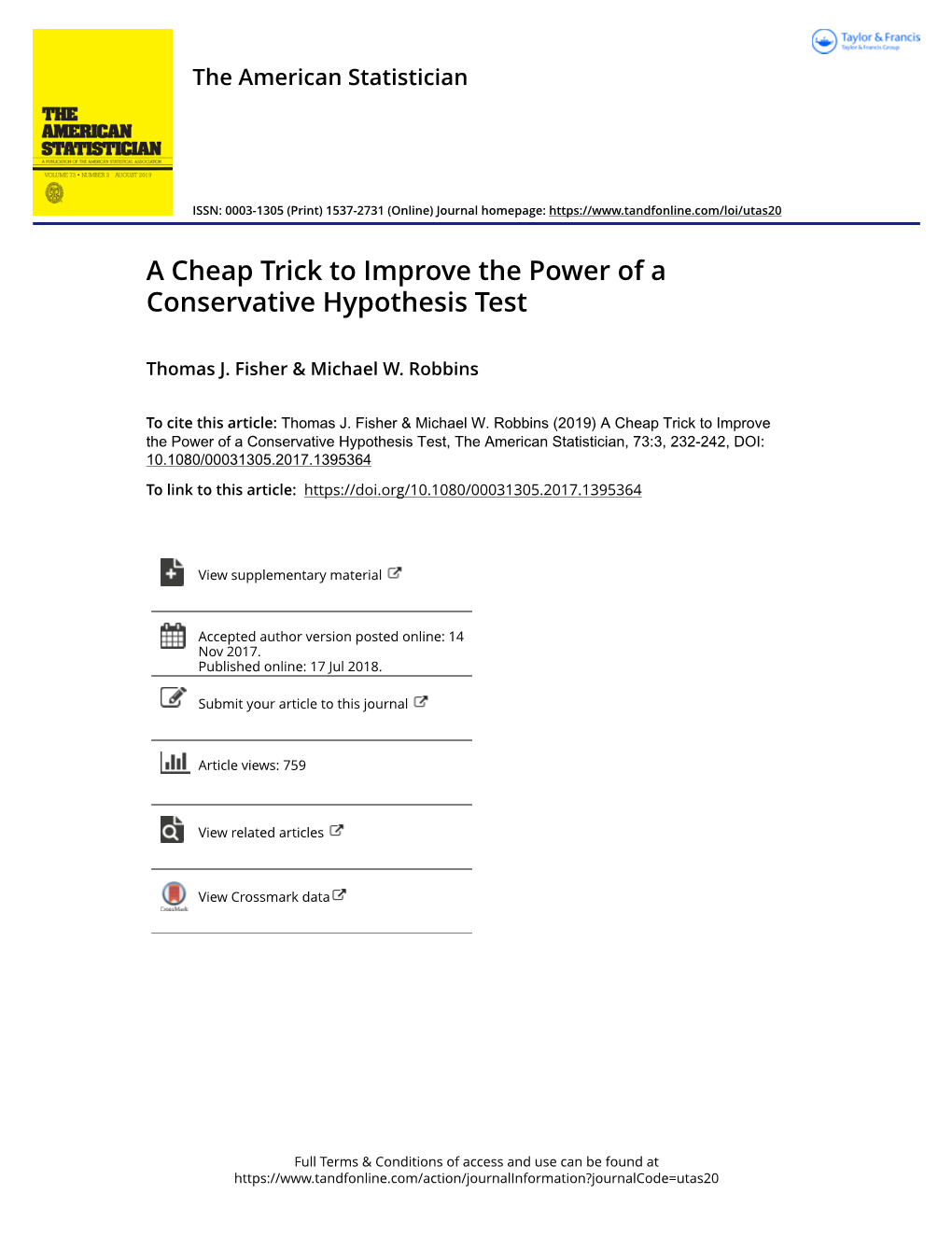A Cheap Trick to Improve the Power of a Conservative Hypothesis Test