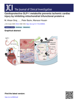 Cardioprotective GLP-1 Metabolite Prevents Ischemic Cardiac Injury by Inhibiting Mitochondrial Trifunctional Protein-Α