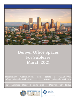 Denver Office Spaces for Sublease March 2021