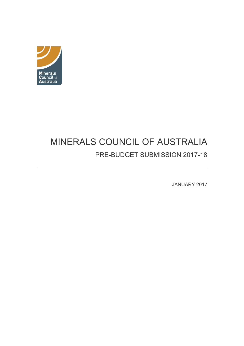 Minerals Council of Australia Pre-Budget Submission 2017-18