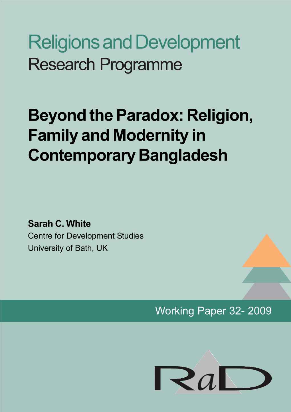 Religion, Family and Modernity in Contemporary Bangladesh