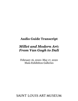 Millet and Modern Art Audio Transcript