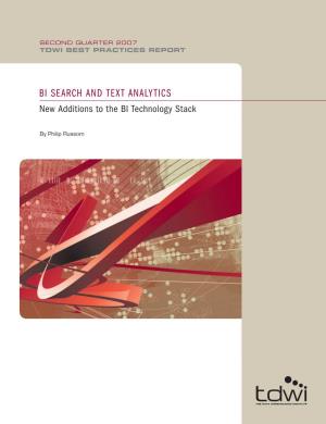 BI SEARCH and TEXT ANALYTICS New Additions to the BI Technology Stack