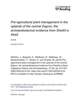 Preagricultural Plant Management in the Uplands of the Central Zagros
