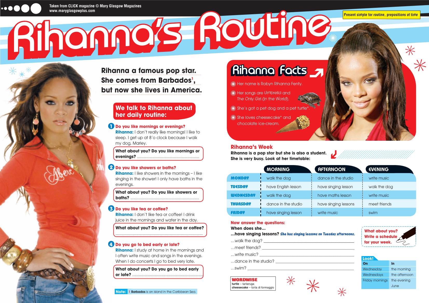 Rihanna a Famous Pop Star. She Comes from Barbados1, but Now