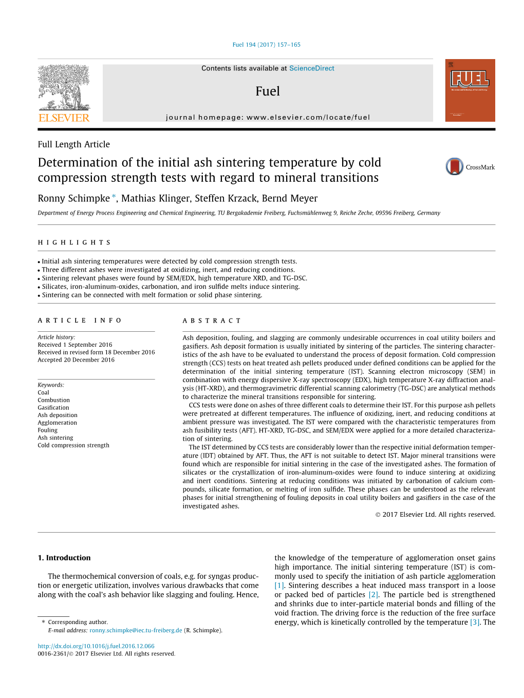 Determination of the Initial Ash Sintering Temperature by Cold