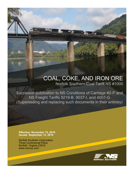 Norfolk Southern Coal, Coke, and Iron Ore Tariff