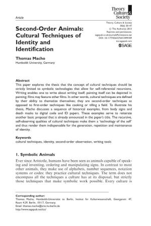 Second-Order Animals: Cultural Techniques of Identity And