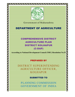 District Superintending Agriculture Officer, Kolhapur Planning Commission Government of India
