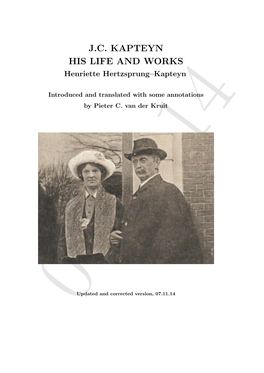 J.C. KAPTEYN HIS LIFE and WORKS Henriette Hertzsprung–Kapteyn
