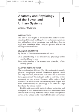 Anatomy and Physiology of the Bowel and Urinary Systems