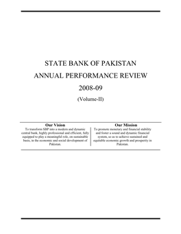 STATE BANK of PAKISTAN ANNUAL PERFORMANCE REVIEW 2008-09 (Volume-II)
