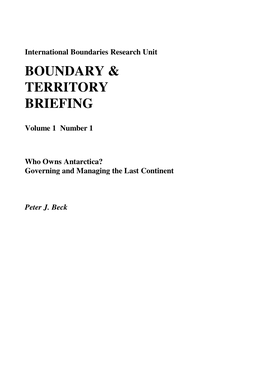 Boundary & Territory Briefing