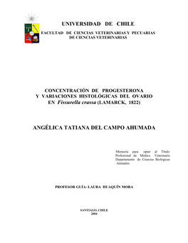 CONCENTRACIÓN DE PROGESTERONA Y VARIACIONES HISTOLÓGICAS DEL OVARIO EN Fissurella Crassa (LAMARCK, 1822)