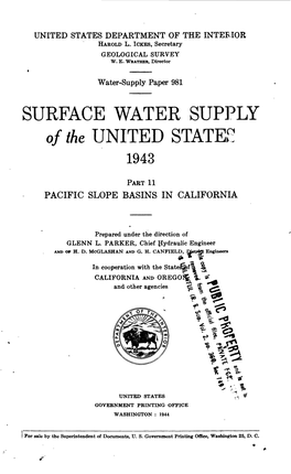 SURFACE WATER SUPPLY of the UNITED STATES 1943