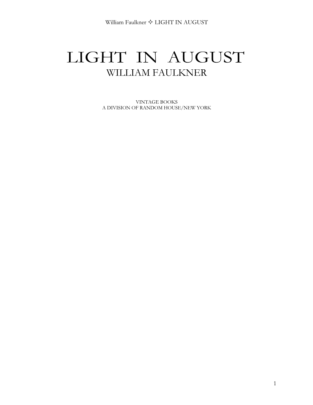 Light in August