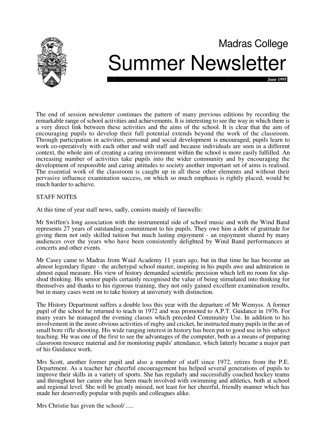 Summer New Summer Newsletter