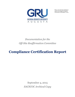 Compliance Certification Report