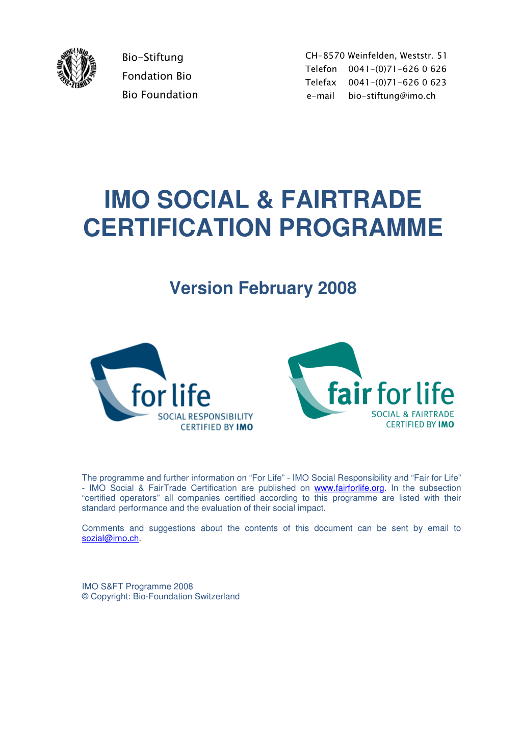 IMO SFT Programme Versionfeb08