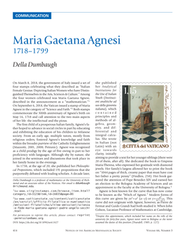 Maria Gaetana Agnesi 1718–1799