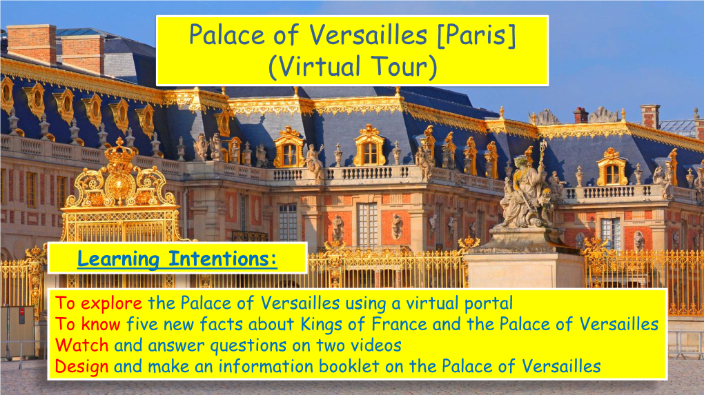 Palace of Versaille Virtual Tour Worksheet
